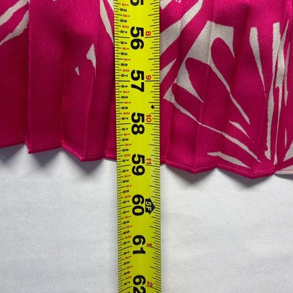 Trina Turk Pleated Halter Maxi Dress Pink Tropical Gold Strap M - Picture 10 of 12